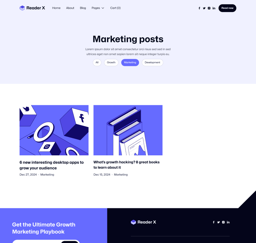Reader X - Blog Category Page - Ebook Webflow Template