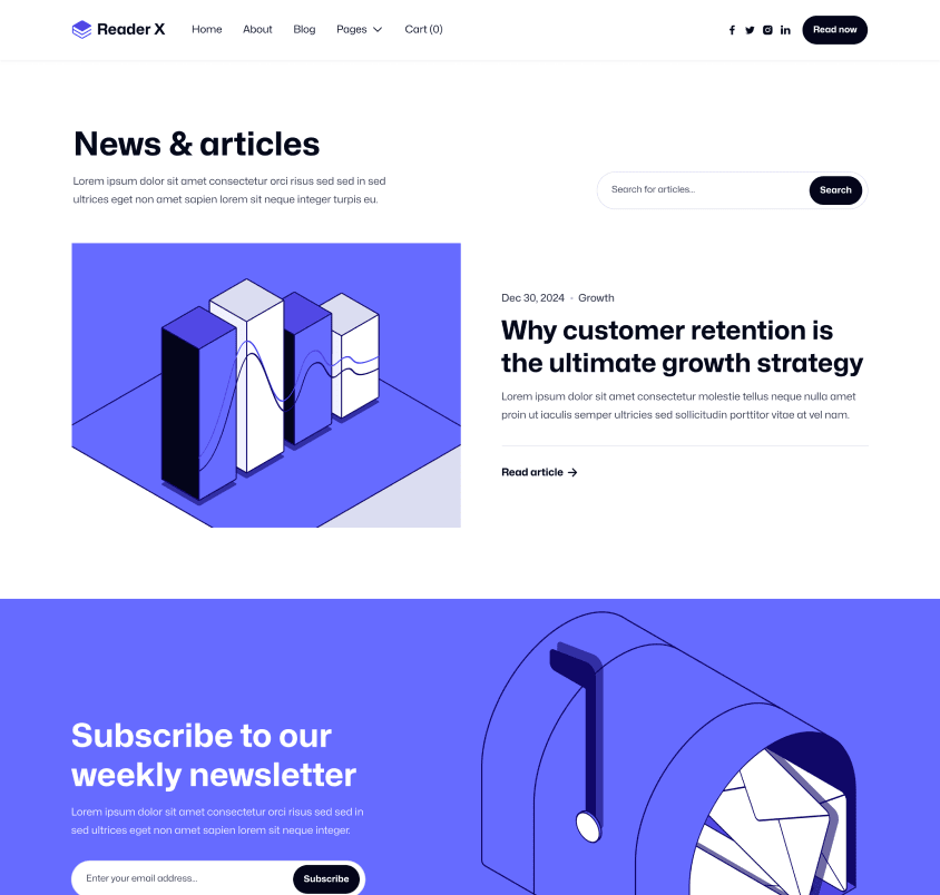 Reader X - Blog Page - Ebook Webflow Template