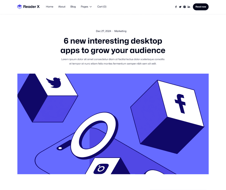 Reader X - Blog Post Main Page - Ebook Webflow Template