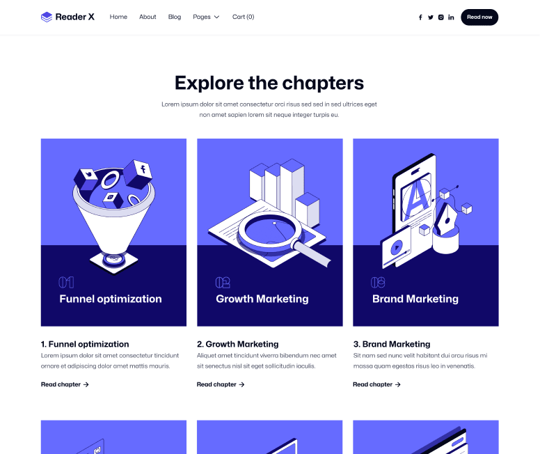 Reader X - Chapters Main Page - Ebook Webflow Template
