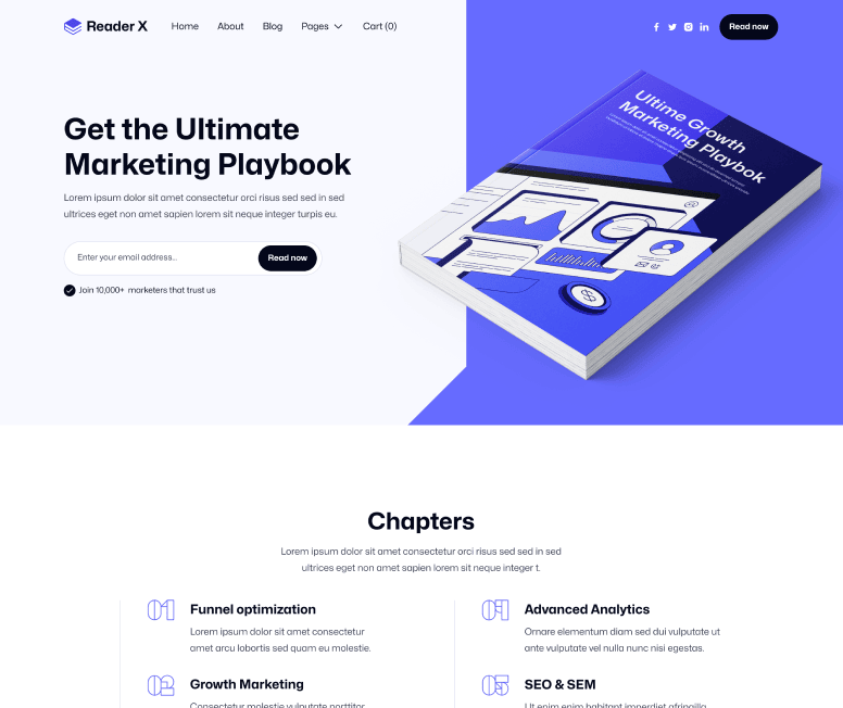 Reader X - Home Main Page - Ebook Webflow Template